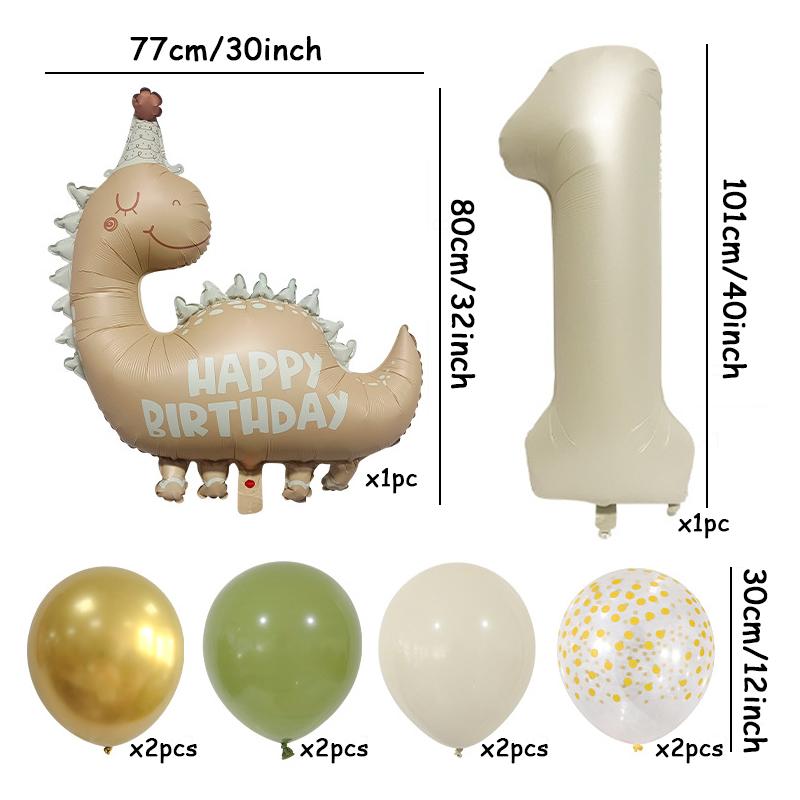 10Pcs Jungle Dinosaur Birthday Party Decoration Digital Balloon Birthday Party Anniversary Celebration Background Decoration