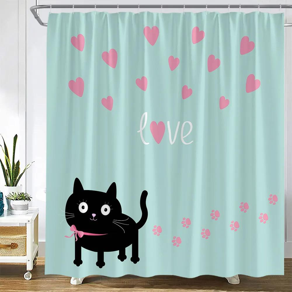 Cute Animals Cartoon Shower Curtains Owl Dog Giraffe Dinosaur Turtle Mermaid Kids Bath Curtain Children Room Bathroom Decor Sets