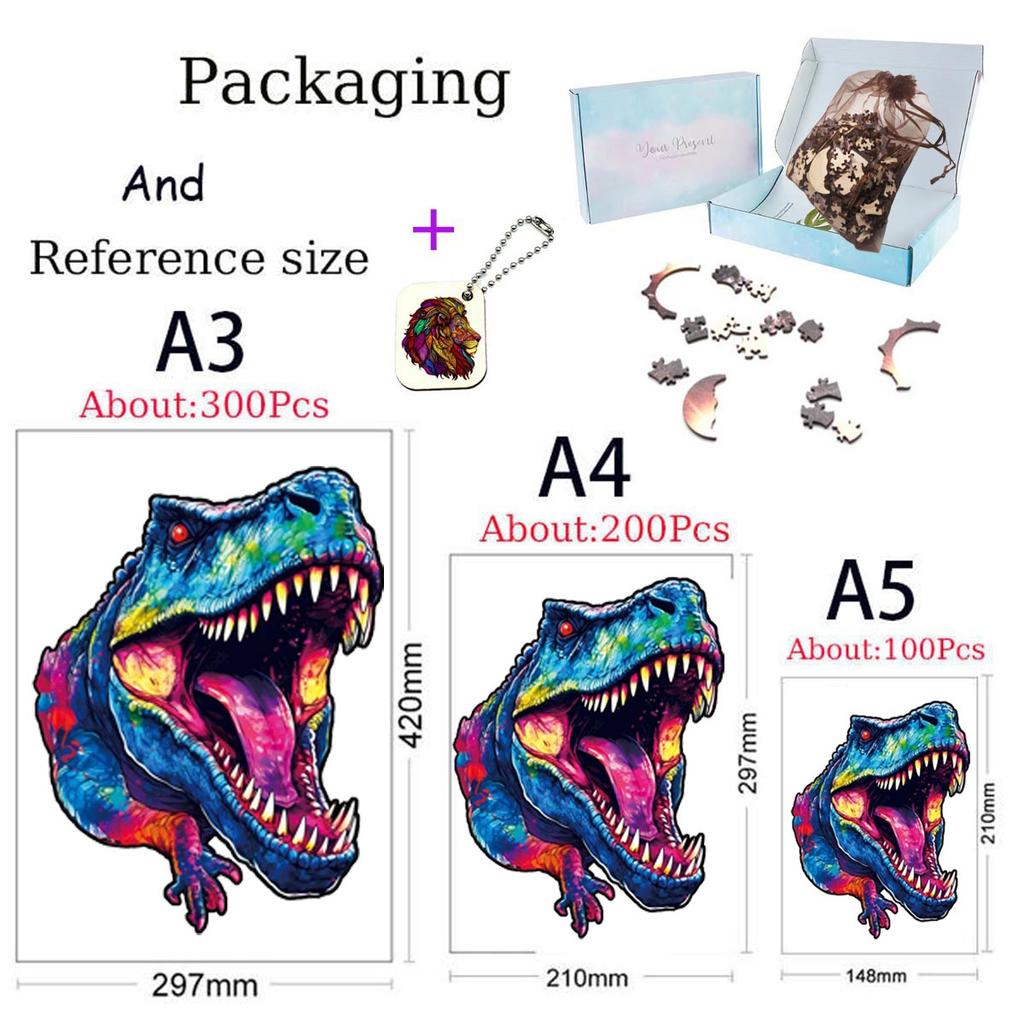 Dinosaur Wooden Jigsaw Puzzles Art Unique Butterfly Animal Shaped Puzzle Diy Leisure Game For Adults Kids Family Home Decor