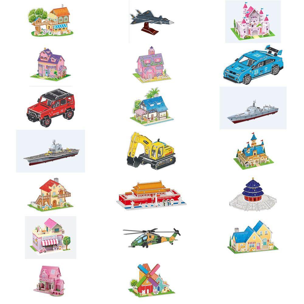 Building Model 3D Castle Airplane Assembly Model 3d Puzzles  Cartoon   Kindergarten