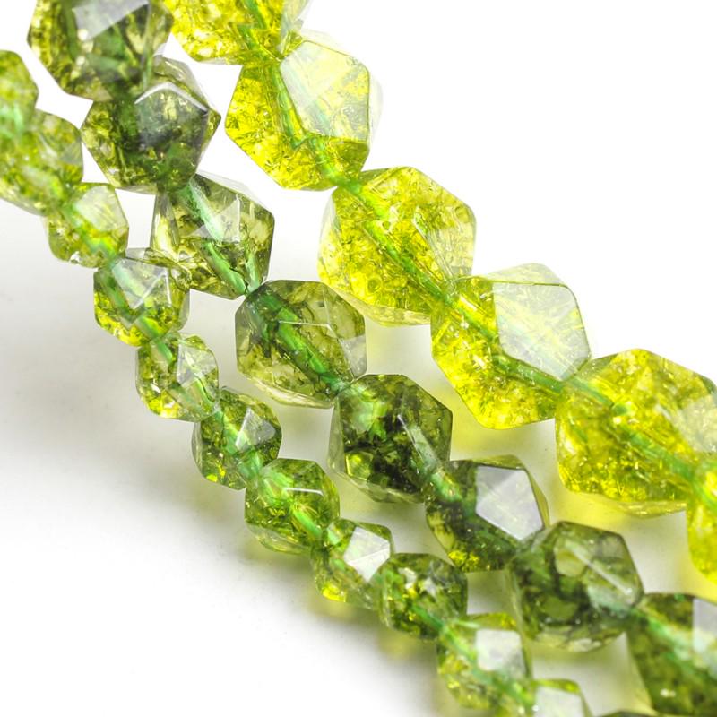 Natural Stone Faceted Green Peridot Loose Spacer Beads For Jewelry Making  6 8 10mm 15 Inches