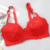 Ultra-thin cup gathers sexy lace adjustment type with steel ring bra, large size women's underwear