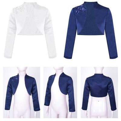 Girls Satin Cardigan Sweaters Bolero Festive Kids Shoulder Jacket for Wedding Dress