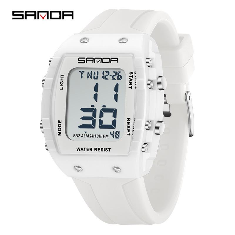SANDA Men's Multifunctional Barrel-Shaped Sports Watch - Waterproof & Fashionable with Single Display Timing