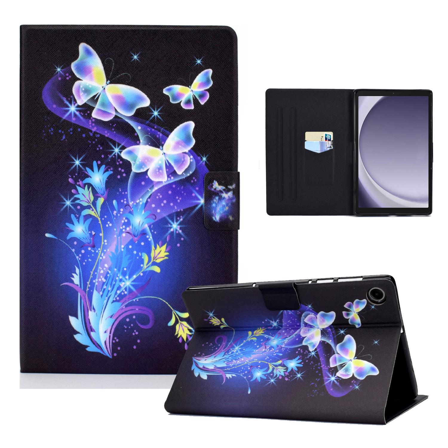 

Чохол для Samsung Galaxy Tab A9+ з PU шкіри+ТПУ, чохол для планшета з відділенням для карток Butterfly and Flower