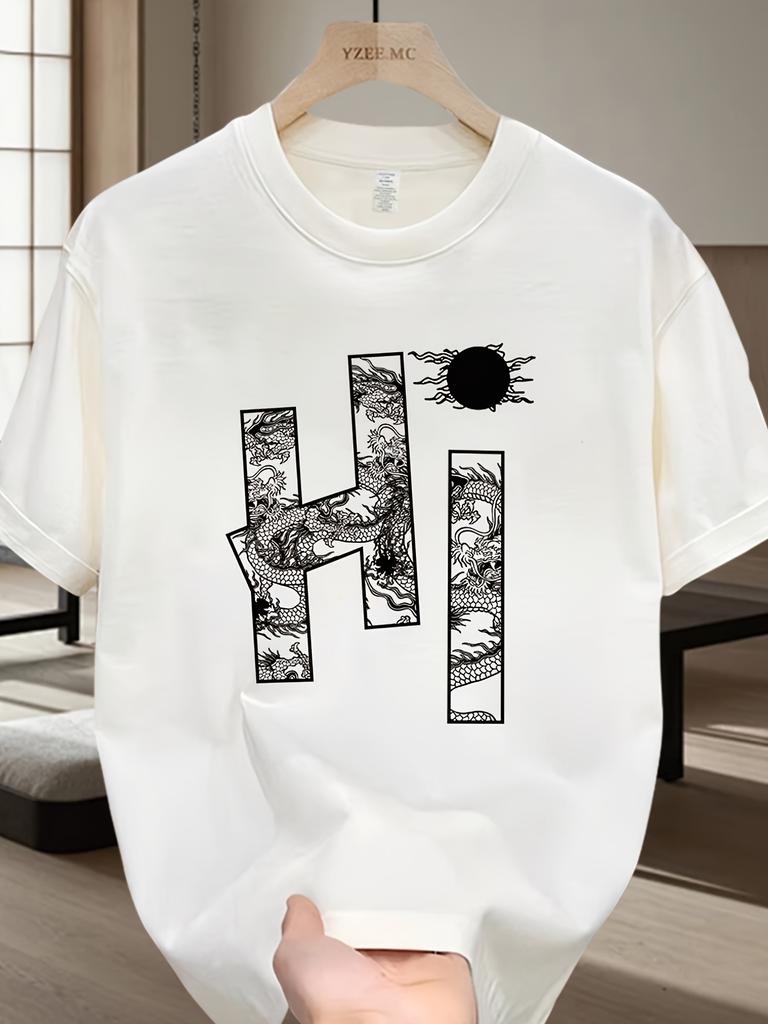 Mens 100 Cotton Graphic Tee Relaxed Loose Fit Short Sleeve Crew Neck Tee