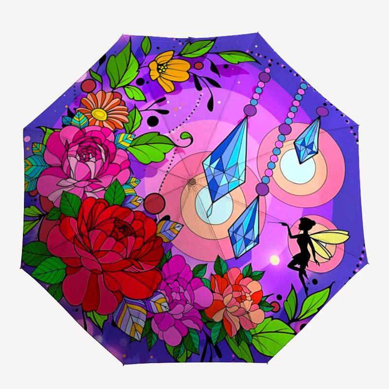 

1pc Floral Fantasy Folding Umbrella, Durable, Suitable for Outdoor Activities or Rain, Suitable for Commuting yy251027081