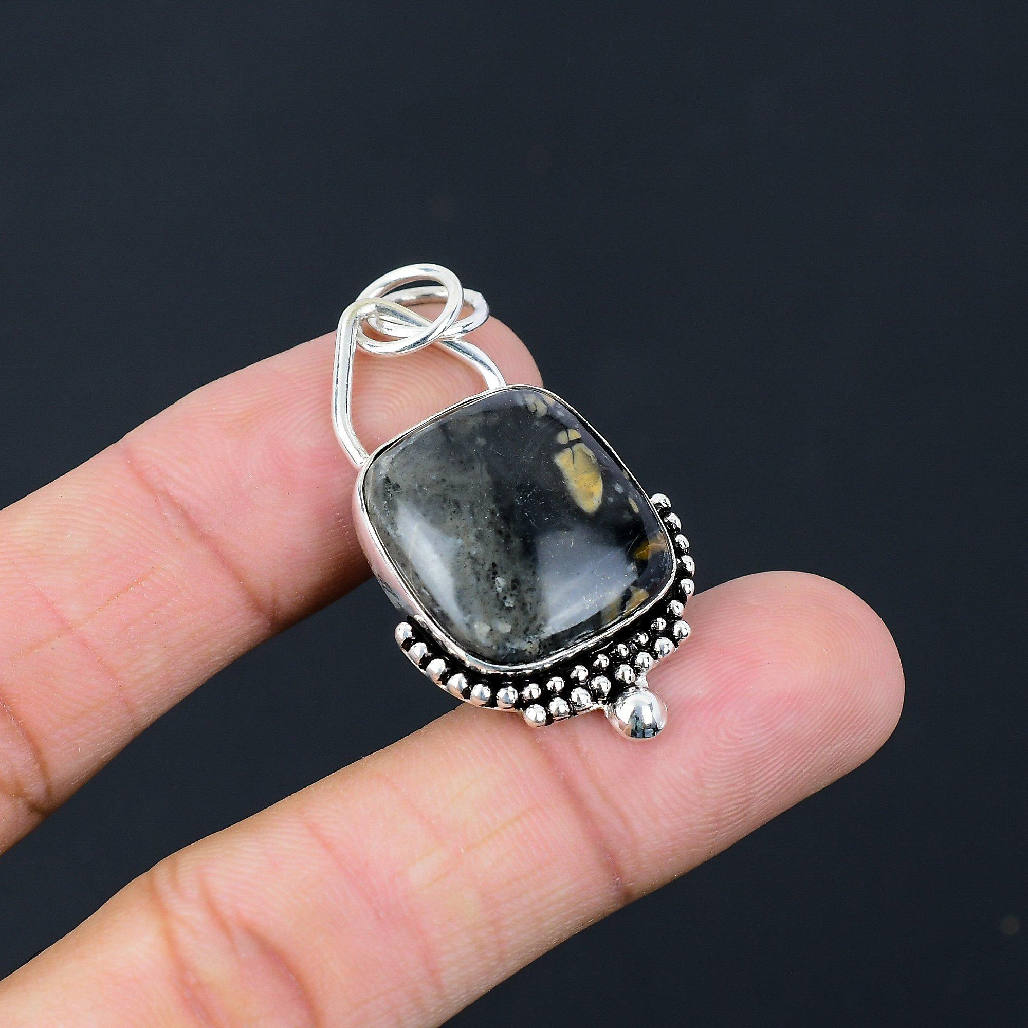 Friendship Day Sale 925 Silver Picasso Jasper Gemstone Handcrafted Wife Pendant