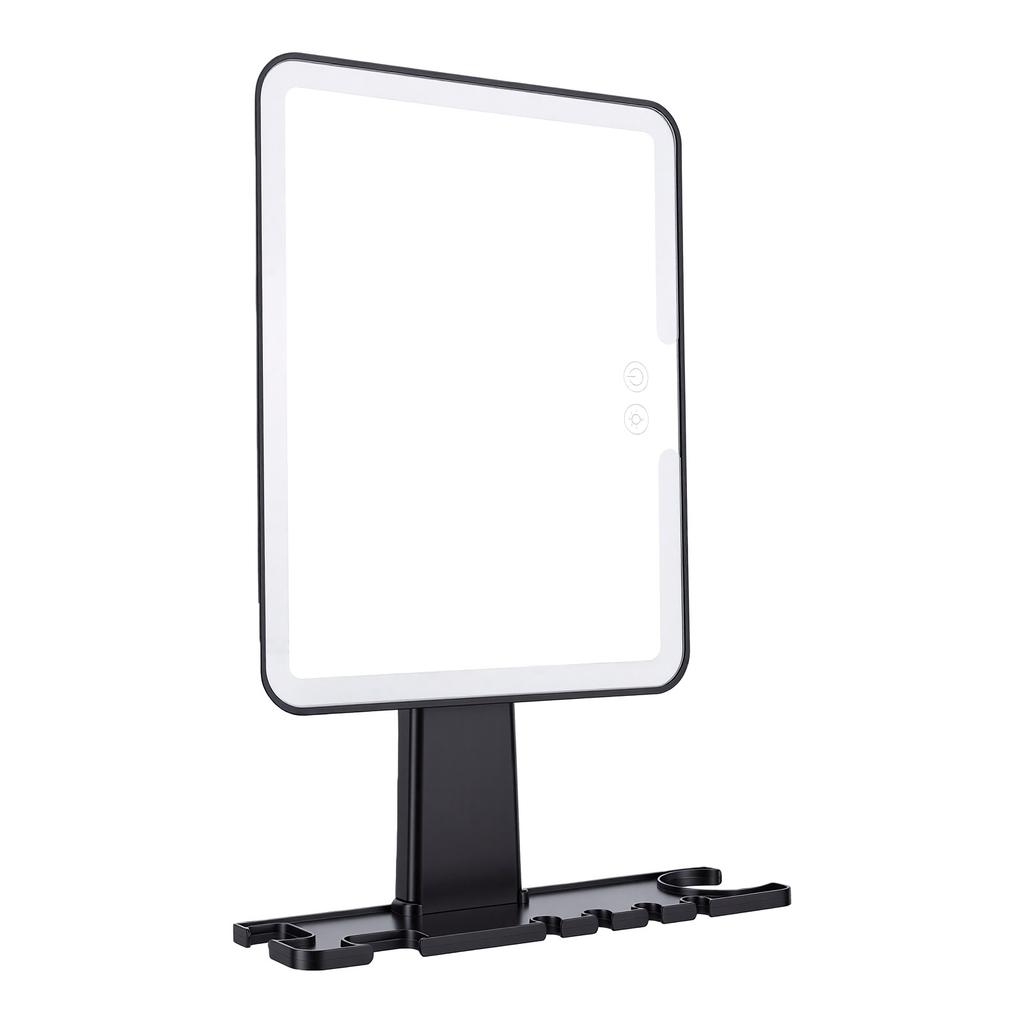 Shower Mirror Touch Control 3 Color Lights No Drilling Installation Water Proof Fogless Shower Mirror for Bathroom Black