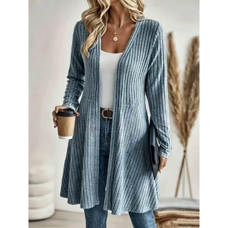 Women S Long Knit Cardigan Coat Solid Color Casual Sweater