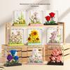 Dream Flower Box: Preserved Building Block Bouquet Set - Sunflower & Carnation. Ideal Toy for Children's Assembly.
