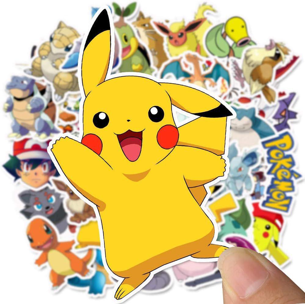 50 Pokémon Stickers For Children, Cute Pets, Pokémon Graffiti, Pikachu, Computer Suitcase