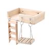 3Pcs Wooden Hamster Crawling Ladder Funny Swing Platform Toys Set for Small Pet