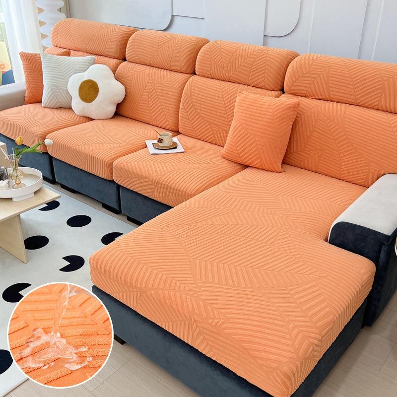 New Waterproof Fabric Sofa Cover Jacquard Solid Sofa Cushion Seat Case Stretch L-Shaped Cover Living Room Furniture Protector