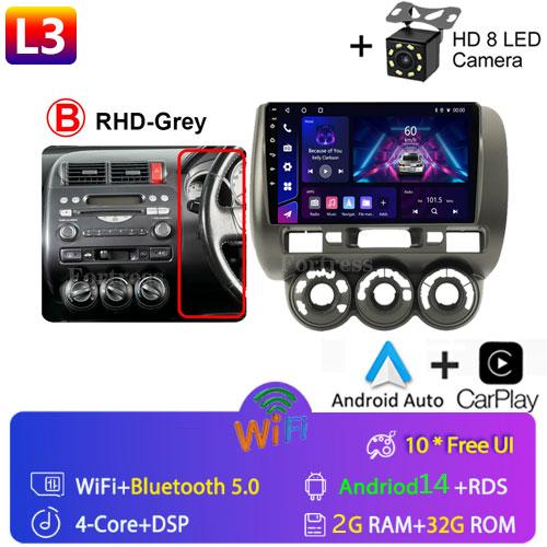 2 Din Android 14 Car Radio For Honda Fit Jazz City 2002-2007 Multimedia Video Player Navigation GPS 4G Carplay Auto Stereo RDS