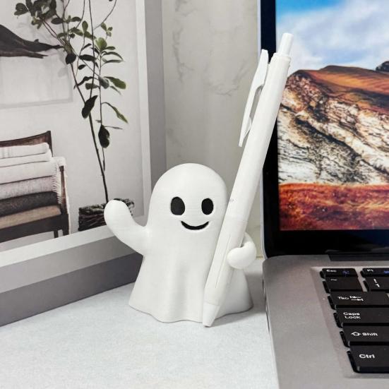 Ghost Pen Holder, Halloween Cute Ghost Desk Organizer, Spooky Pen Rest Stand for Pencils, Funny Office Home Decor