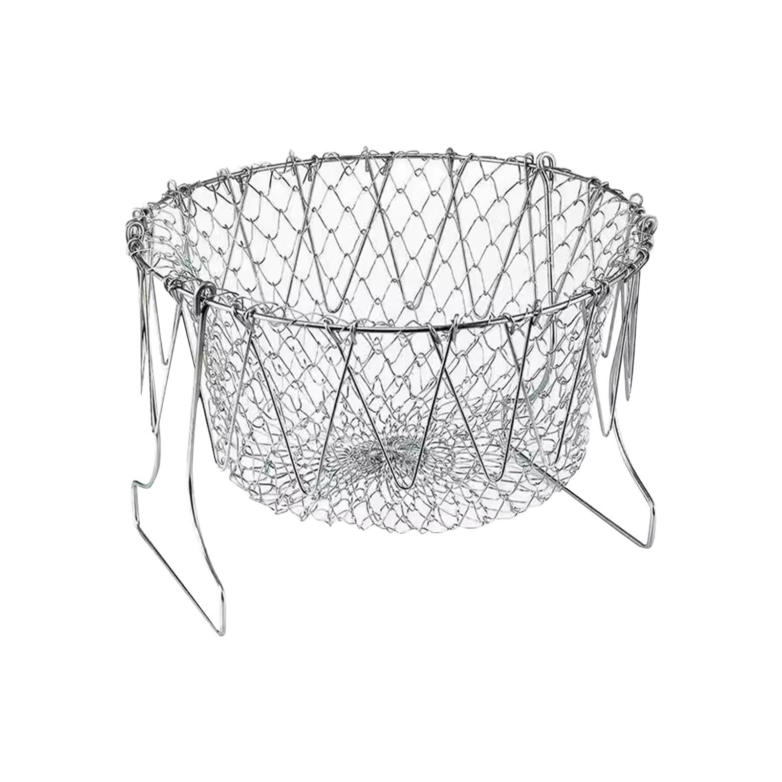 

Stainless Steel Foldable Steam Rinse Strain Fry Basket Strainer Net Kitchen Cooking Tool For Food