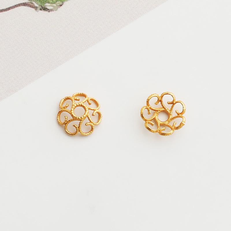 

S925 Позолоченная филигранная шапочка-разделитель для бусин в виде цветка с жемчугом для браслетов Вэньвань своими руками Gold-Plated Silver (Price for one)