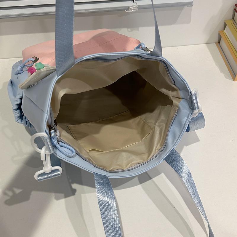 College Style Contrasting Colors Commuter Shoulder Bag Large-capacity Portable Tote Bag Cute Little Fresh Student Class Tutoring Bag