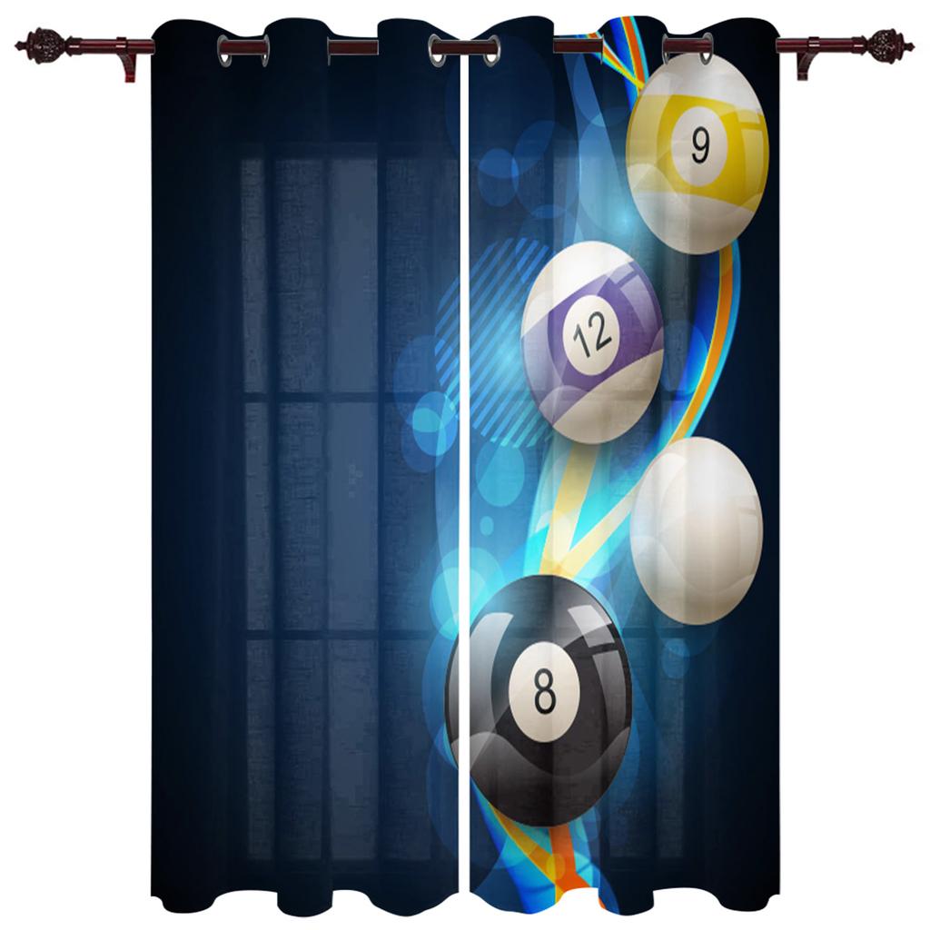 Modern Window Curtains for Living Room Color Billiards Round Sports Curtains for Child Bedroom Kitchen Decor Blinds Drapes