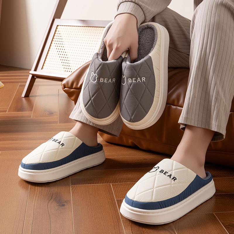 Cotton slippers men's winter indoor home non-slip velvet waterproof slippers men's