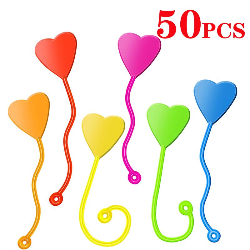 10/50Pcs Funny Sticky Hands Sensory Toy Palm Elastic Heart Foot Christmas Sticky Wall Climbing Squishy Toy For Kids Adult