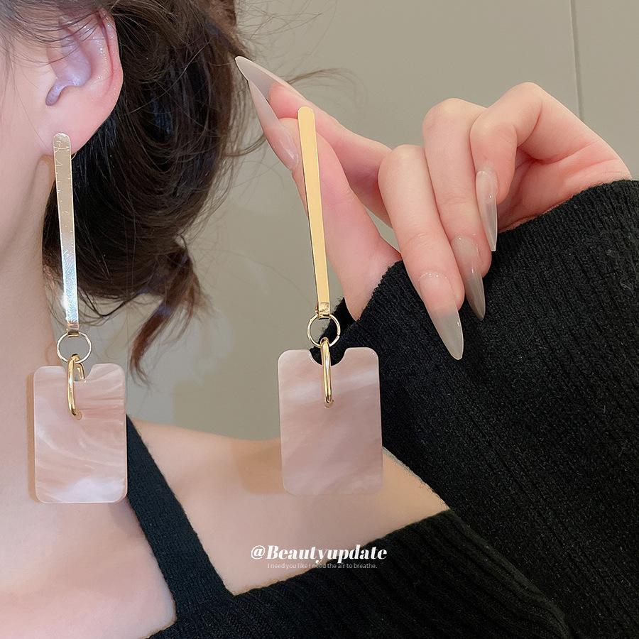 Übertriebene geometrische Acetat-Quadrat-Ohrringe – Europäischer & Amerikanischer High-End-Mode-Hänge-Schmuck