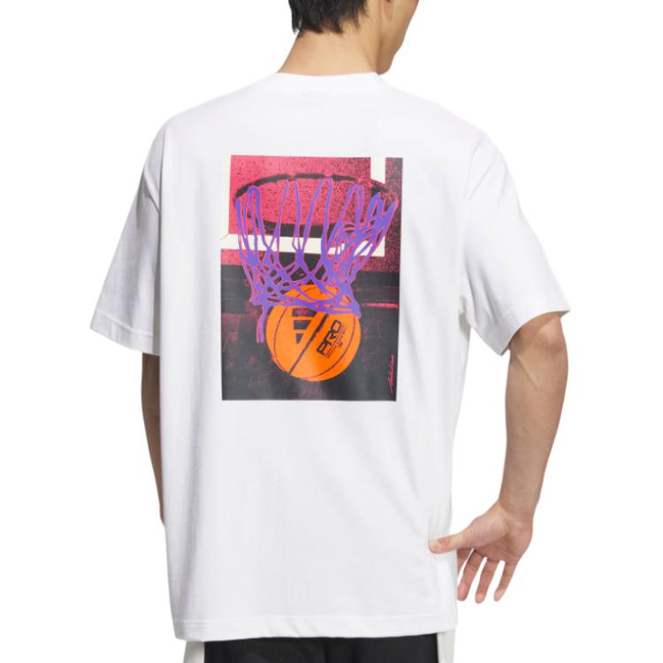 adidas T Shirts Men's White Crew Neck Moderate Straight Fit JD6402