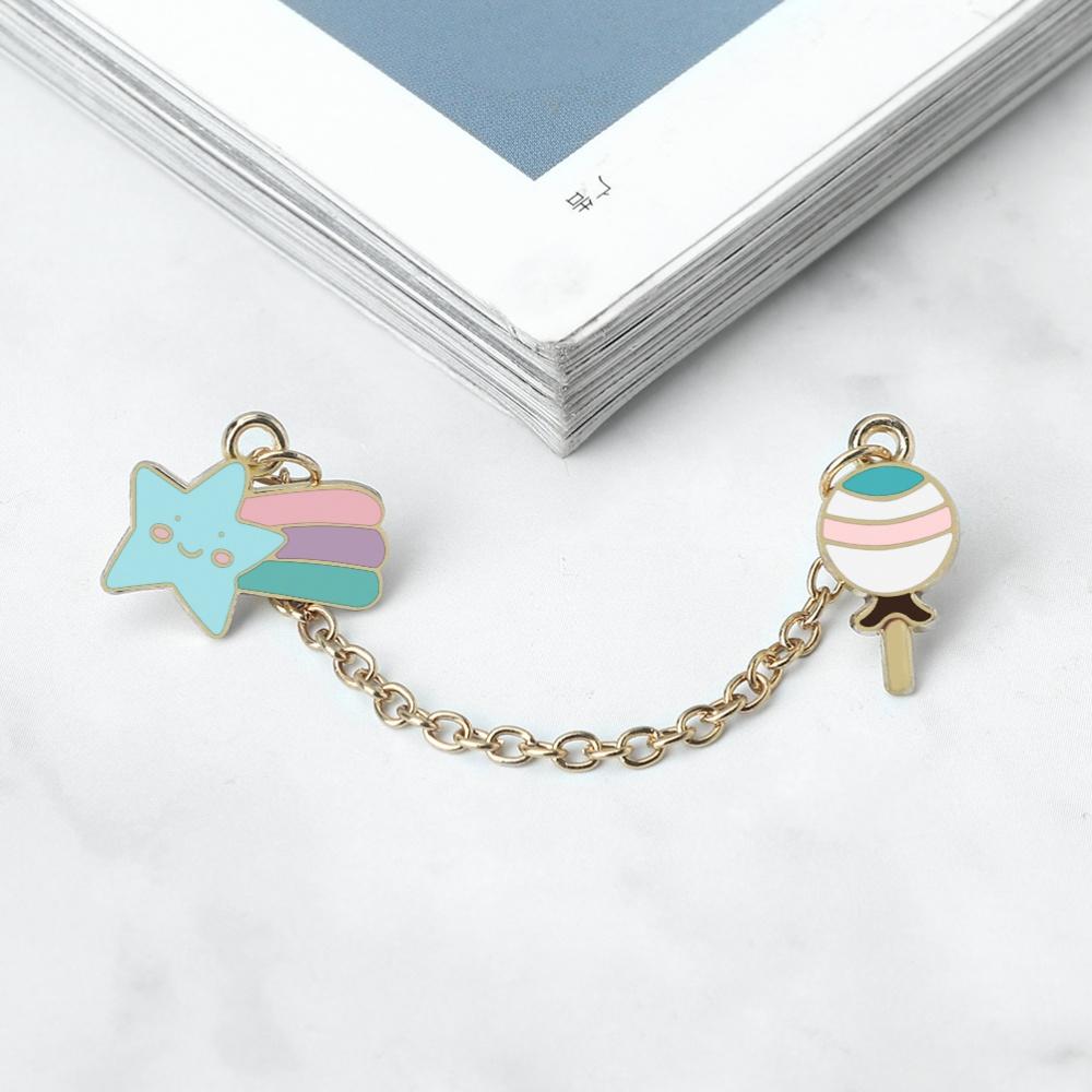 Various Custom Enamel Pins Creative Cartoon Brooch with Chain Unique Decorative Clothes Bags and Hats Accessories Gifts for Kids