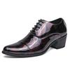 Large size pointed high heels men's shoes British style hair stylist glossy leather shoes European and American style casual business dress shoes
