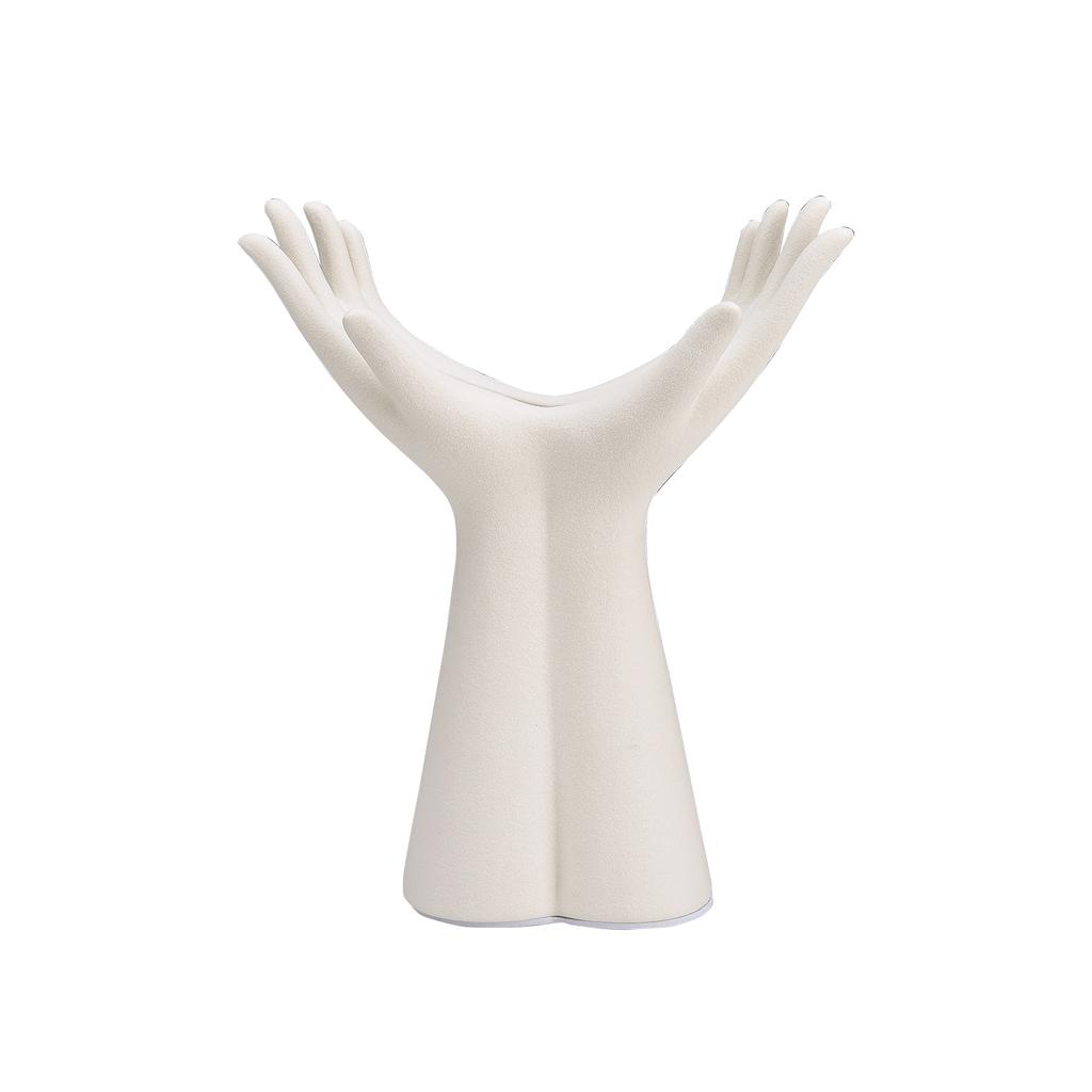 Hand Vase White Matte Ceramic Modern Flower Vase for Living Room Bedroom Dining Room
