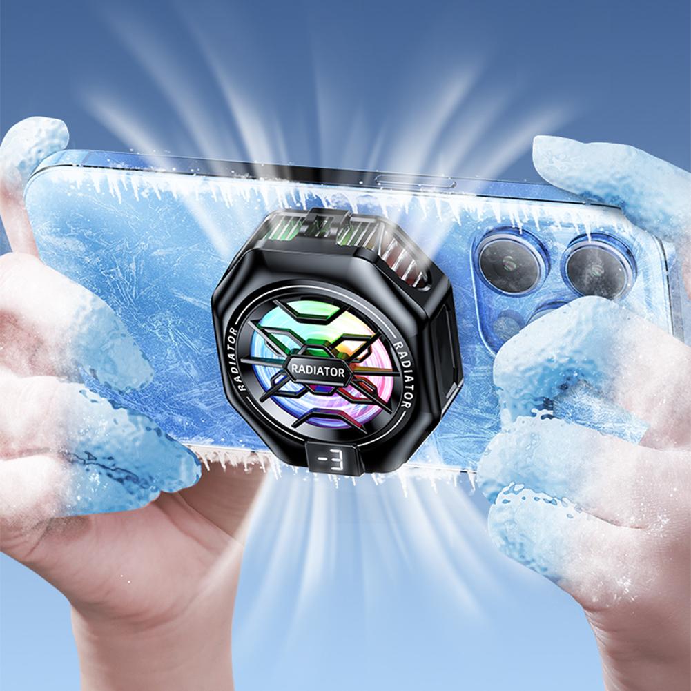 Mobile Phone Semiconductor Cooling Radiator 2 in 1 Magnetic/Back-clip 3 Gear Adjustable Phone Cooling Fan with Digital Display