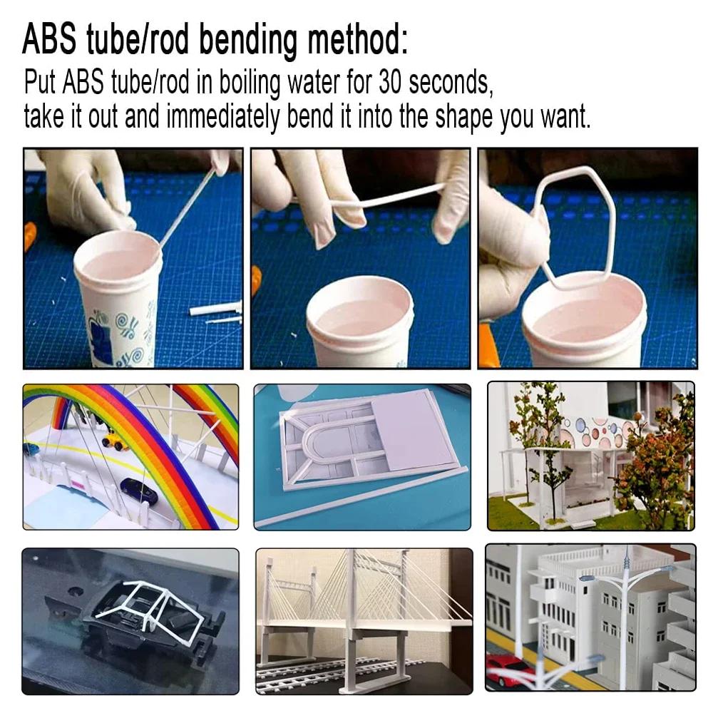 2/5/10/50 Pcs ABS Plastic Round Bar/square Bar for Home, House Sand Table Model Building Stick Making Landscape Building Tools.