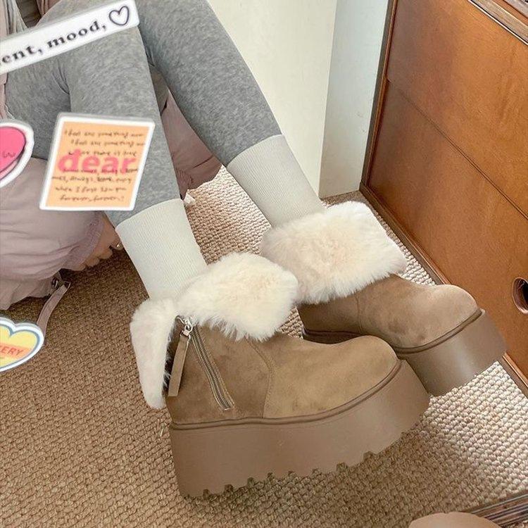 Women's lightweight comfortable cold warm padded snow boots non-slip wear outdoor leisure sports mid-calf cotton boots