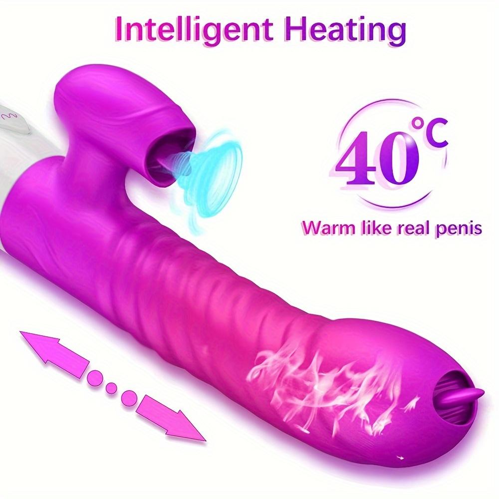 Thrusting G Spot Rabbit Dildo Vibrator, Tongue Licking Rotating Vibrating Women Couples Adult Sex Toys, Female Clitoris Vibrator Wand Stimulator Toy