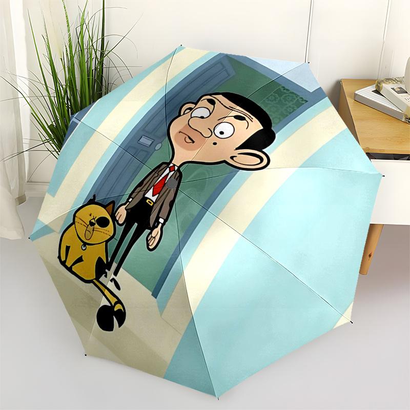 

Mr.Bean Themed Travel Umbrella-8 Ribs Automatic Opening and Closing, Portable Folding Design, Compact and Stylish Umbrella Suitable for Outd