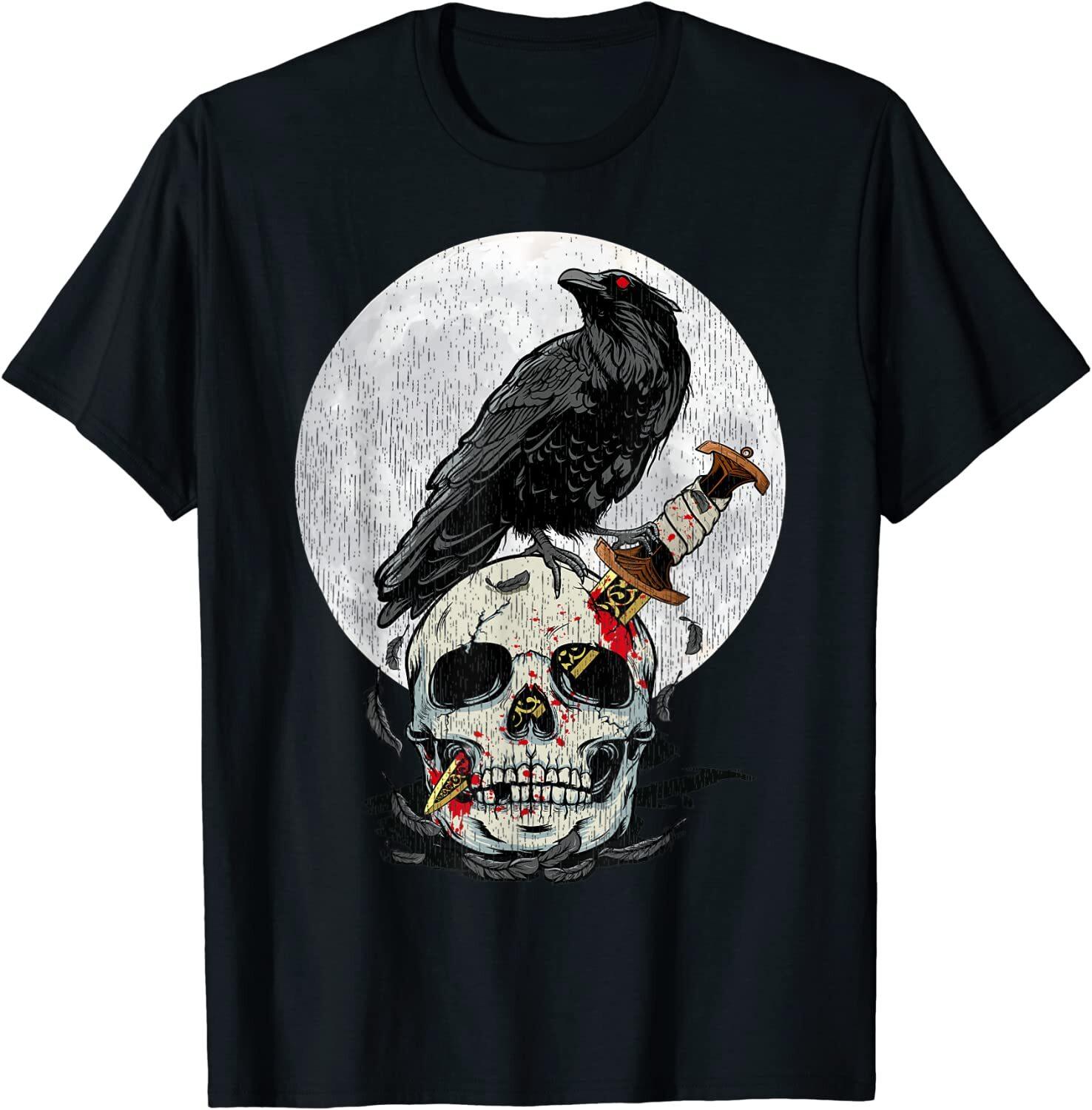 NEW LIMITED! Bird Lover Vintage Crow Skull Raven Gothic T-Shirt - MADE IN USA S разноцветный