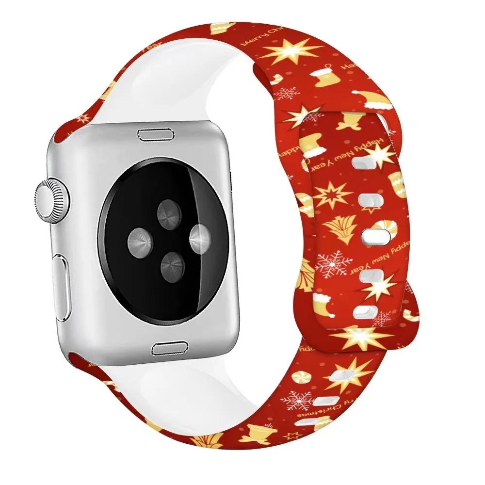 Christmas Silicone Strap For Apple Watch Ultra 49mm 10 9 8 7 45mm 41mm 42mm 46mm Bracelet Wristband iWatch 6 5 4 SE 44mm Correa