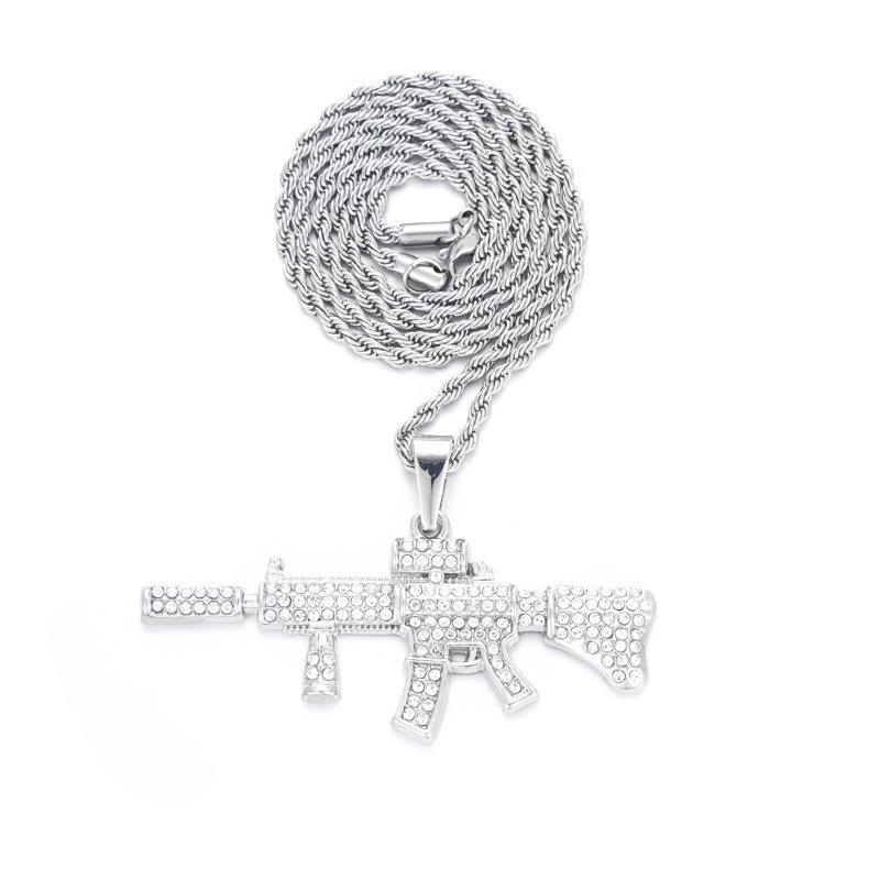 Pendente Lusso Uomo Hip Hop Fucile M4 con Lega Piena di Diamanti