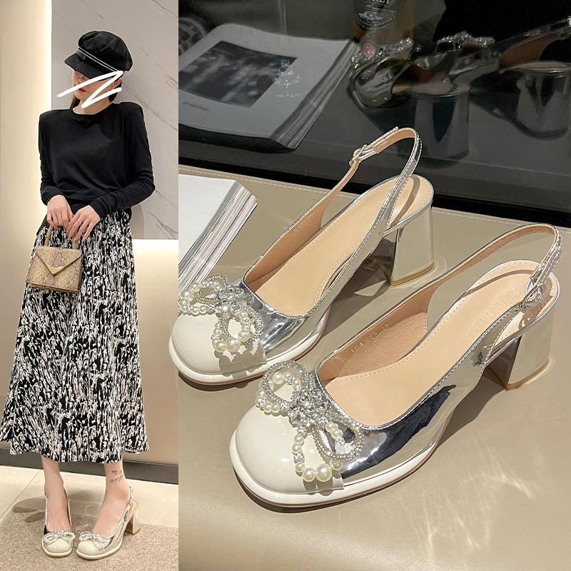 Silver Ins French Temperament High-heeled Sandals Women's 2025 Summer New Light Mouth Fashion High-end Bag Head Sandals