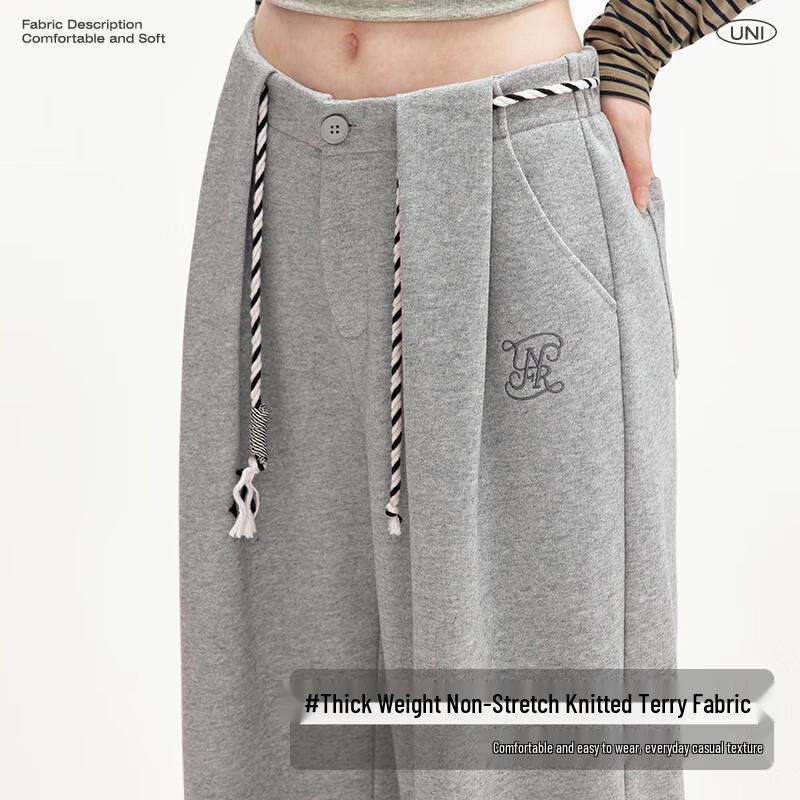 unifree American Pleated Drawstring Wide Leg Sweatpants
