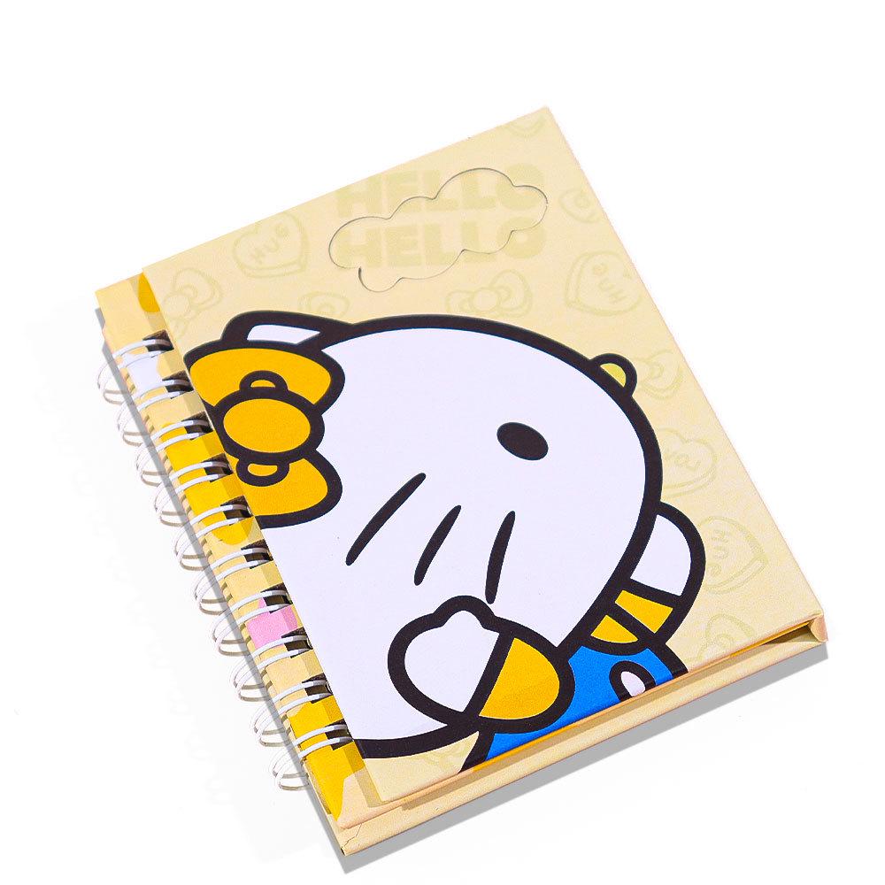 Cute KT Cat A7 Magnetic Coil Foldable Pocket Notebook - 100g Thickened Paper, Cartoon Design