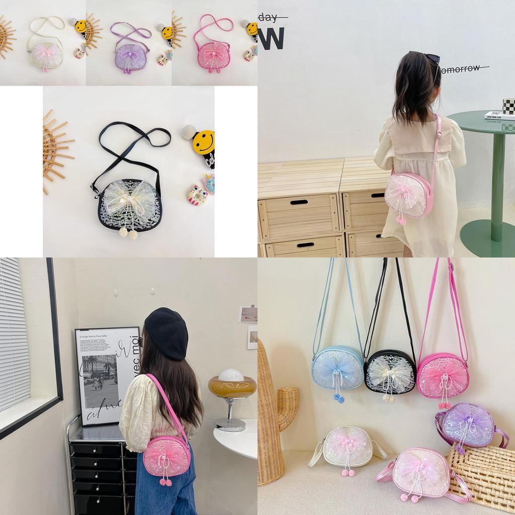 Adorable Ins Children's Bag Fashionable Cute Bow Sequin Little Round Bag For Kids