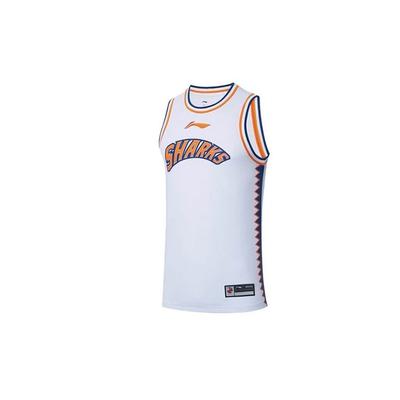Li Ning Logo Round Neck Pullover Basketball Jersey Men Jersey White AAYS379-1