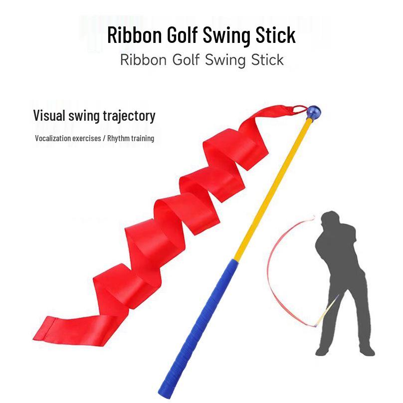 W126 Golf Schwungtrainer: 70CM Haltungs-, Rhythmus- & Übungsstock mit bunten Bändern für den Innenbereich