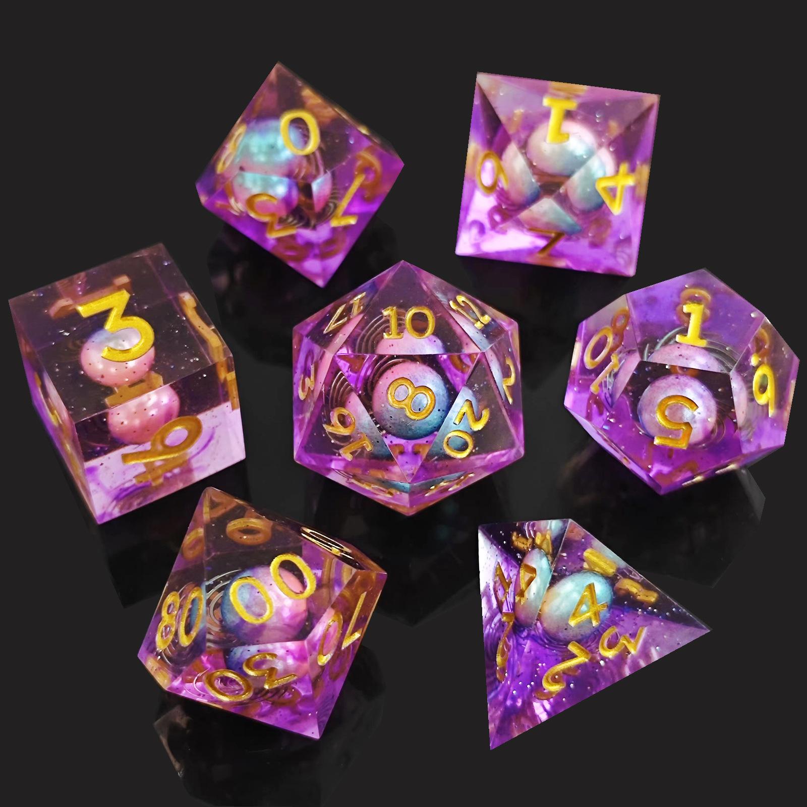 

Полиэдральные игральные кости из полимерной смолы для настольных ролевых игр TRPG DND фиолетовый