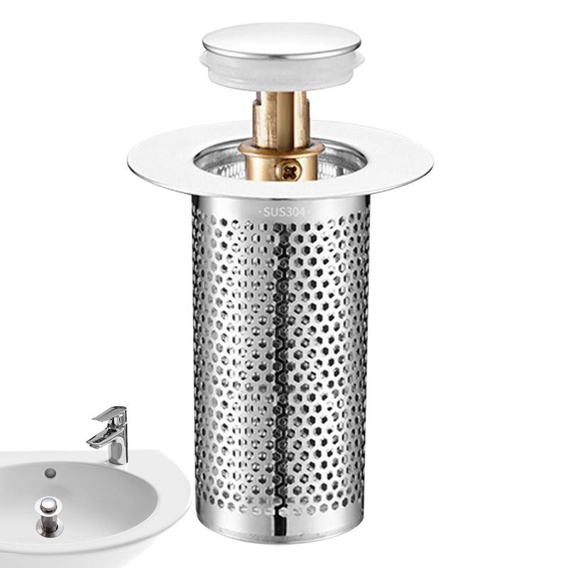 Bathroom Sink Plug Stopper Pop-Up Sink Drain Strainer Plug Sink Strainer Filter Sewer Device Shower Hair Stopper Bathroom Tool