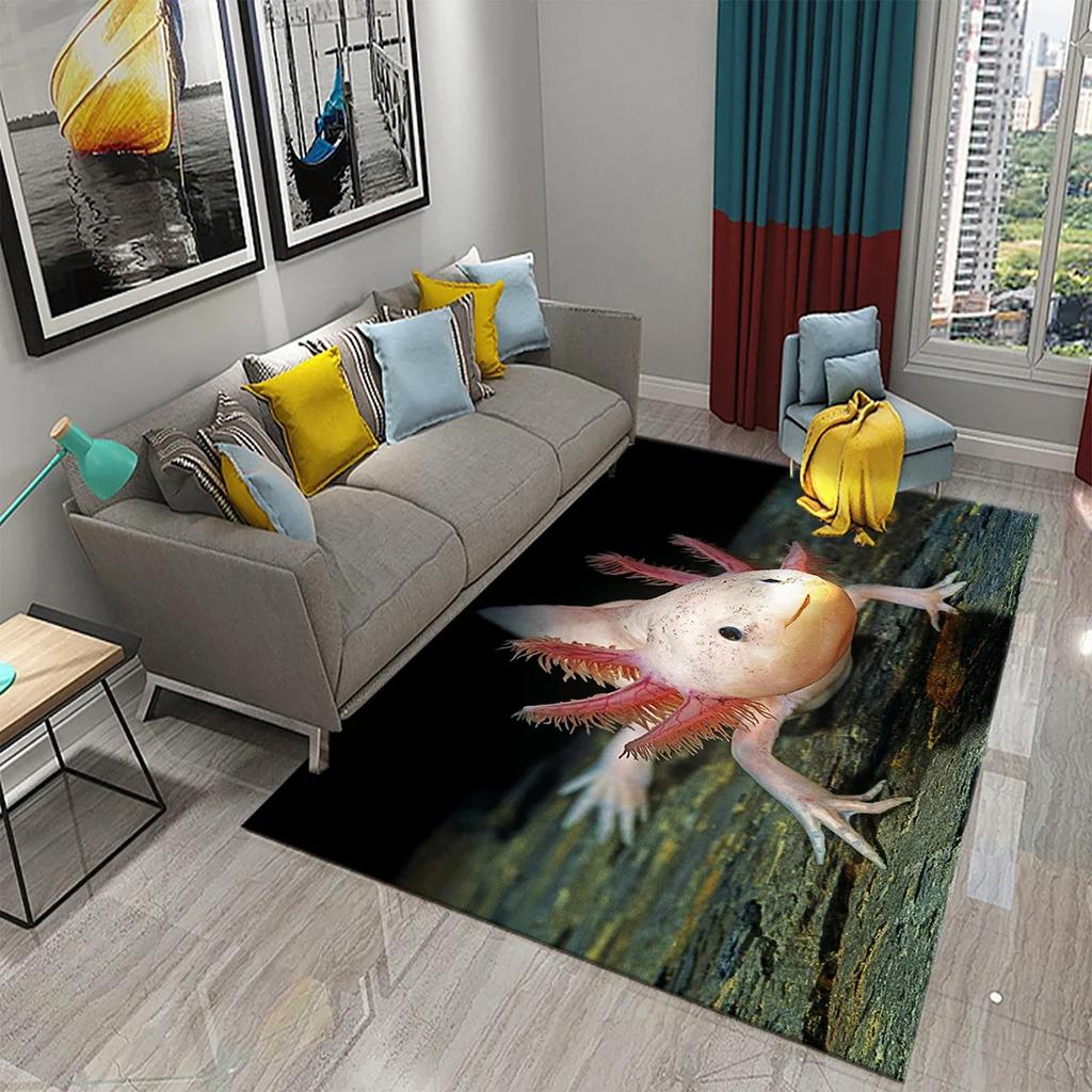 Cute Cartoon Axolotl Carpet for Bathroom Entrance Non-Slip Carpet Pink Living Room Bedroom Mat Welcome Doormat Floor Decor Rug