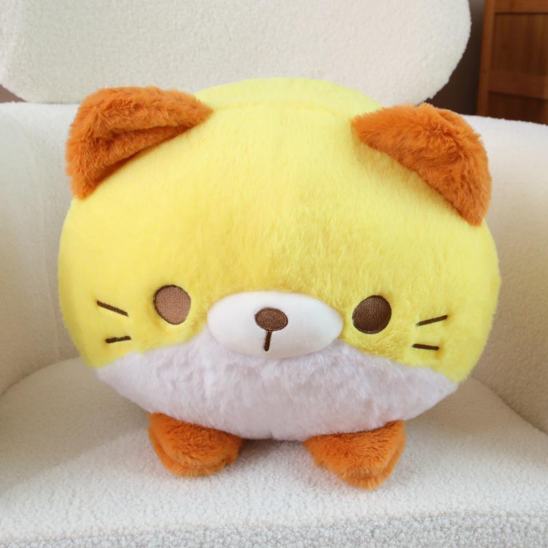 Cuscino Peluche Gatto Cicciotto Carino - Cuscino a Forma di Raviolo Tricolore e Ornamento da Comodino, Regalo di Compleanno Perfetto