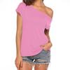 "Women's Off-Shoulder Irregular Short-Sleeve T-Shirt - European & American Summer Style"